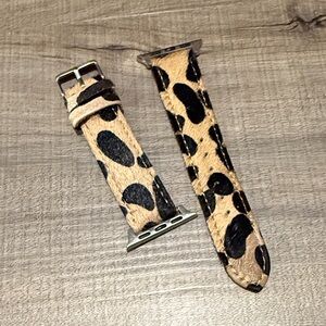Black and Tan Leopard Leather Apple Watch Band